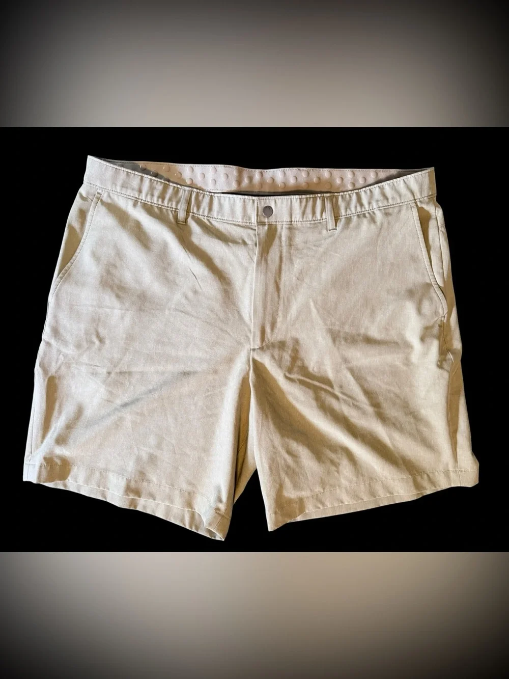 Alfani Mens 40 Tech Golf Shorts Tan Beige Stretch Performance Flat Front